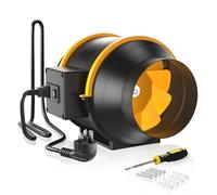 FanGoFast Inline Extractor Fan 125mm/5 inch with Adjustable Speed Controller and UK Plug, 285m³/h Ventilation Fan for Bathroom, Office, Grow Rooms (Black, 125mm)