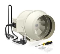 FanGoFast Inline Extractor Fan 150mm/6 inch with Adjustable Speed Controller and UK Plug, 530m³/h Ventilation Fan for Bathroom, Office, Grow Rooms(White, 150mm)