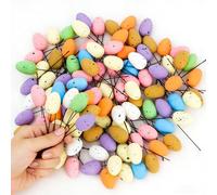 Fangoo 120Pcs Mini Foam Easter Eggs with Iron Wire Colorful Easter Decorations Speckled Eggs Fake Bird Nest Filled Egg for Holiday Party Basket Fillers Spring Party Wreath Decoration DIY Craft