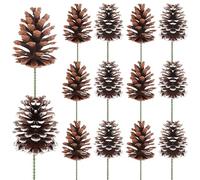 Fangoo 12pcs 8-12cm Large Christmas Pine Cones Picks Natural Snow Pine Cone for Xmas Tree Craft Garland Wreath Ornaments Pinecones Decorating Winter Holidays Home