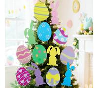 Fangoo 13 Pcs Easter Bunny Eggs Tree Topper Picks Decoration with 26 Stakes Colorful Small Easter Yard Signs Decoration for Spring Party Holiday Decor Vase Filling Lawn Garden Supplies
