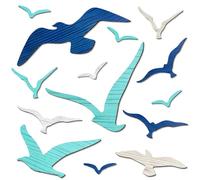 Fangoo 14 Pcs Wooden Seagull Wall Decor Ocean Themed Wall Art Nautical Wood Self Adhesive Sea Birds Decorations for Home Bathroom Living Room Bedroom DIY Craft Housewarming Gift Seaside Apartment