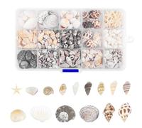 Fangoo 15 Types 800 Pcs Natural Small Sea Shells Conch Starfish Mixed Mini Spiral Seashells Ocean Decorations for DIY Craft Summer Beach Theme Party Candle Decor Wedding Fish Tank Vase Filler