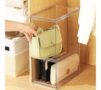 Fangoo 2 Pack Stackable Purse Bags Organizer for Closet Clear Acrylic Handbag Organizer Storage Boxes Display Case Kitchen Cupboard Bathroom Organiser Containers for Handbags Collectibles Figures