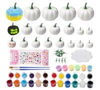 Fangoo 20 Pcs DIY Paintable Pumpkins with Pigments Brushes Color Palette Sticker Decoration for Halloween Decorations Indoor Table Decorations Photography Props Harvest Festival Parties