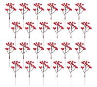 Fangoo 24 Pack Artificial Red Berry Stems,18cm Burgundy Red Berry Picks Holly Berries Branches for Christmas Tree Decorations Crafts Wedding Holiday Season Winter Home Decor