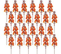 Fangoo 24 Pcs 19cm Fall Artificial Orange Berry Stems Holly Floral Berry Picks Holly Berry Branches Faux Berry Stems Realistic for for Fall Wreath DIY Crafts Thanksgiving Harvest Autumn Home Decor
