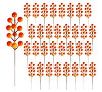 Fangoo 32 Pcs 22cm Fall Artificial Orange Berry Stems Holly Floral Berry Picks Faux Berry Stems Realistic for Fall Wreath DIY Crafts Thanksgiving Halloween Harvest Autumn Home Decor