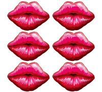 Fangoo 6 PCS Red Lip Balloons 30cm Hot Pink Kiss Balloons Decorations Huge Lips Kiss Foil Balloons Bratz Party Balloons for Valentines Day Engagement Galentines Day Party Decor