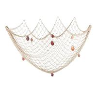 Fangoo Fishing Net Decoration with Natural Sea Shells Decorative Nautical Fish Net Beach Themed Fishing Net Wall Hanging for Party Wall Home Wedding Photographing Decoration,200CM x150CM
