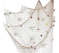Fangoo Nature Fish Net Wall Decoration with Colorful Sea Shells and Natural Starfish Ocean Themed Mediterranean Style Fishing Net for Beach Party,Wedding,photography Wall Decoration (Beige 200x150cm)