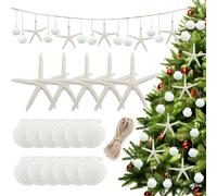 Fangoo White DIY Starfish Sea Shell Garland Coastal Nautical Party Decoration Shells Bunting Banner for Ocean Themed Birthday Party Beach Wedding Christmas Tree decor Under The Sea Mermaid Parties