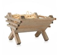 Fangoo Wooden Nativity Manger with Hay Rustic Christmas Stable Crib for Nativity Scene Handcrafted Wood Manger with Straw Religious Christmas Decoration for Tabletop Mantel Home Holiday Decor