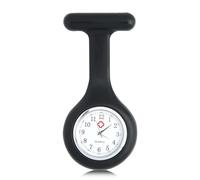 FANGWSSIBEI Silicone Nurse Watch Brooch, Infection Control Design, Fob Watch for Health Care Nurses, Doctors & Paramedics, Easy-to-Read Timepiece Pocket Clock (Black)