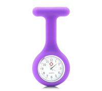 FANGWSSIBEI Silicone Nurse Watch Brooch, Infection Control Design, Fob Watch for Health Care Nurses, Doctors & Paramedics, Easy-to-Read Timepiece Pocket Clock (Purple)
