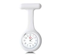FANGWSSIBEI Silicone Nurse Watch Brooch, Infection Control Design, Fob Watch for Health Care Nurses, Doctors & Paramedics, Easy-to-Read Timepiece Pocket Clock (White)