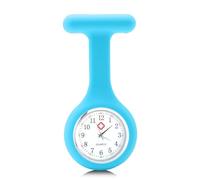 FANGWSSIBEI Silicone Nurse Watch Brooch, Infection Control Design, Fob Watch for Health Care Nurses, Doctors & Paramedics, Easy-to-Read Timepiece Pocket Clock (Blue)