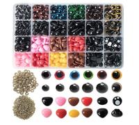 Fangxuee 1040pcs 6-14mm Plastic Safety Eyes for Toys Diy Mix Size Crochet Animal Eye for Doll Toys Accessories Eyes and Noses Set