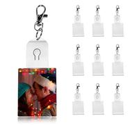 Fangxuee 10Pcs Sublimation Keychain Blanks Bulk with LED Lighted Transfer DIY Crafts with Keyrings for Photos Rectangular