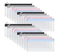 Fangxuee 20Pack Money Bags with Zipper for Cash Clear Cash Envelopes Small Money Pouches Bank Deposit Bags Coin Bag for Collector