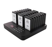 Fangxuee 24 Coaster Pager System Food Truck 24 Coasters Buzzer Pager Receiver Calling System for Bar Cafe Food Court Food Shop Wireless Calling & Buzzer Receiver for Food Trucks, Food Courts UK Plug