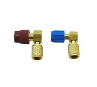 Fangxuee 2PCS A/C Charging Adapter Converts R12 Port to Accept R134a Quick Disconnect Retrofit Connector 90 Degree