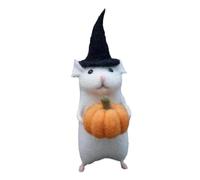 Fangxuee 2PCS Halloween Mouse Handmade Wool Felt Christmas Mouse Ornament Needle Felted Pumpkins Animals Decoration C