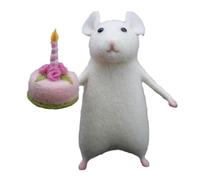 Fangxuee 2PCS Halloween Mouse Handmade Wool Felt Christmas Mouse Ornament Needle Felted Pumpkins Animals Decoration B