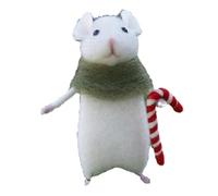 Fangxuee 2PCS Halloween Mouse Handmade Wool Felt Christmas Mouse Ornament Needle Felted Pumpkins Animals Decoration D