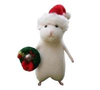 Fangxuee 2PCS Halloween Mouse Handmade Wool Felt Christmas Mouse Ornament Needle Felted Pumpkins Animals Decoration A