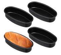 Fangxuee 4 Packs Oval Cheesecake Pan 9x4.5x2 Inches Nonstick Baking Loaf Pan Meat Bakeware Large Cake Mold for Baking Cake