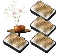 Fangxuee 4 Pieces Flower Frog Rectangular Brass Flower Holder Fixing Tool Pins for Flower Arranging Home DIY Craft, 2 X 1.3 Inch