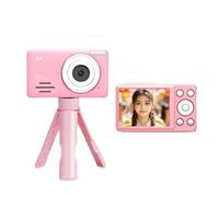Fangxuee 4K Digital Camera 2.88 Inch Digital Camera 2.88 Inch HD Display 18x Video Recorder Camera LED Fill Light 800mAh Battery Compact Vlogging Camera Pink