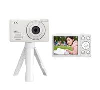 Fangxuee 4K Digital Camera 2.88 Inch Digital Camera 2.88 Inch HD Display 18x Video Recorder Camera LED Fill Light 800mAh Battery Compact Vlogging Camera White