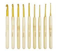 Fangxuee 9pcs 135mm Bamboo Crochet Hook Wooden Handle Crochet Hooks Knitting Needles Sets for Making Sewing Blankets Yarn Crafts