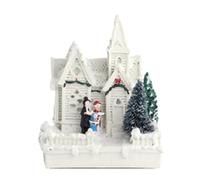 Fangxuee Christmas Scene Village Town Winter Snow Village LED Light Decoration Gift Holiday Desktop Decoration A