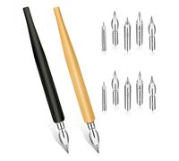 Fangxuee Comic Nib Set,Tilted Calligraphy Nibs for Dip Pen Drawing,Wooden Liquid Writing Pen Holder for Writing, Signing,Drawing