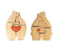 Fangxuee Custom Wooden Bear Family Puzzle Art Personalized Name Home Decor Heartwarming Gift for Baby for Mom Thanksgiving Christmas