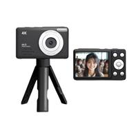 Fangxuee Digital Camera 4K Digital Video Camera 2.88 Inch HD Display 18x Video Recorder Camera LED Fill Light 800mAh Battery Compact Vlogging Camera Black