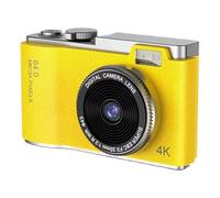 Fangxuee Digital Camera for Student Photography 4K CCD Compact Body 8X Digital Zoom 180° Flip Screen Selfile Yellow