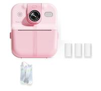 Fangxuee Kids Camera Instant Print 1080P HD Children Digital Camera for Boy Girl Toy Thermal Print Small Camcorder 64G Pink