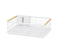 Fangxuee Kitchen Table with Detachable Drip Tray, Tableware Rack, White Dish Drain Rack, Multifunctional Tableware Storage Rack