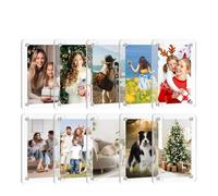 Fangxuee Magnetic Picture Frame, Acrylic Magnet Picture Frame for Refrigerator, 2.36x3.54 Inch Clear Photo Frames, 10 Pack