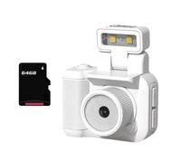 Fangxuee Mini SLR Style Camera Cmos 64GB with Flash Light and Charging Dock Portable Video Recorder DV 1080P with LCD Screen B