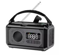 Fangxuee Portable 12000mAh Solar Hand Crank Emergency Radio with Reading Lamp, AM/FM/NOAA and SOS Alarm for Camping Black