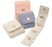 Fangxuee Portable Jewel Organizer Case, 3PCS Mini for Travel Jewelry Bag for Earrings, Rings for Travel Essential Storage