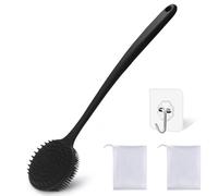 Fangxuee Silicone Shower Brush Dual Sides-Long Handle Back Scrubber Designed for Effective for Exfoliation& Massage, Generates Creates Rich Lather