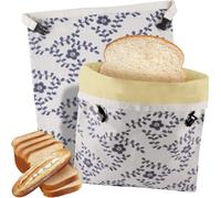 Fangxuee Sourdough Preservation Beeswax Linen Bread Bags, 2-Pack Reusable for Long-Lasting Storage