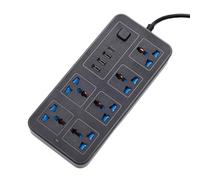 Fangxuee Universal Power Strip UK Plug 1.8m Extension Cord with USB-C & USB Ports for Charging and Power Supply Black