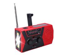Fangxuee USB Phone Emergency Charger Solar Hand Crank Radio Portable Weather Radio Red